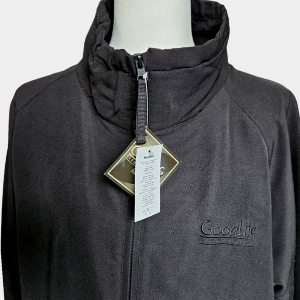 Good Life Fitness Club black soft shell activewear jacket windbreaker size M